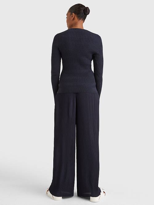 Tommy Hilfiger Essential Cable Knit Jumper Truien Dames Blauw | TH124GDL