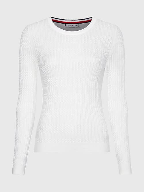 Tommy Hilfiger Essential Cable Knit Jumper Truien Dames Wit | TH607QHK