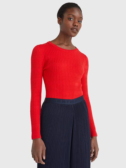 Tommy Hilfiger Essential Cable Knit Jumper Truien Dames Oranje | TH918RDK