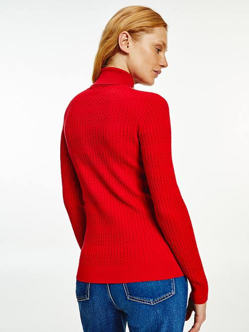 Tommy Hilfiger Essential Cable Knit Slim Fit Jumper Truien Dames Rood | TH102MSD