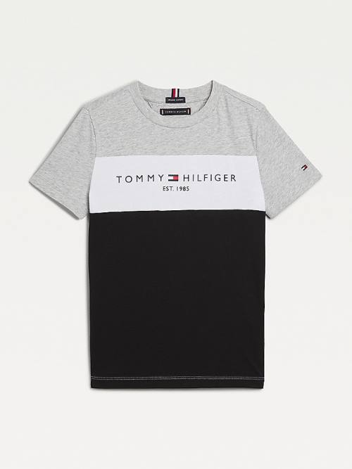 Tommy Hilfiger Essential Colour-Blocked Organic Katoenen T-shirts Jongens Zwart | TH064HCF