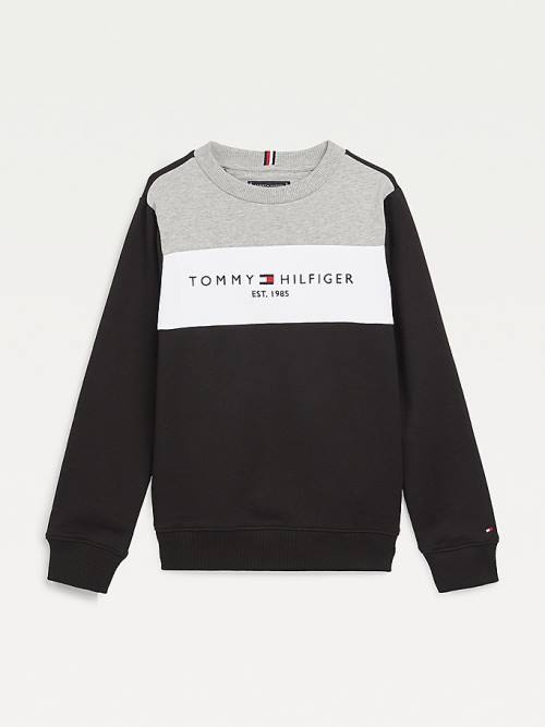 Tommy Hilfiger Essential Colour-Blocked Organic Katoenen Sweatshirts Jongens Zwart | TH154YEQ