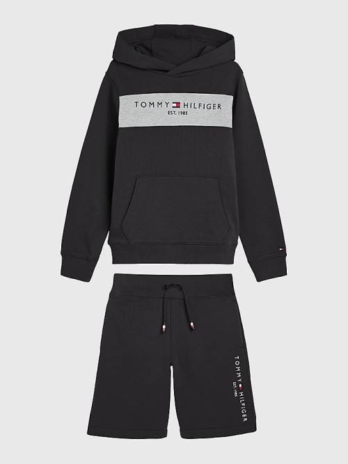 Tommy Hilfiger Essential Colour-Blocked And Shorts Set Hoodie Jongens Zwart | TH178SGR