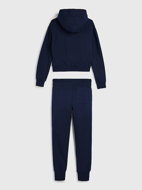 Tommy Hilfiger Essential Colour-Blocked And Joggers Set Hoodie Meisjes Blauw | TH739EXZ