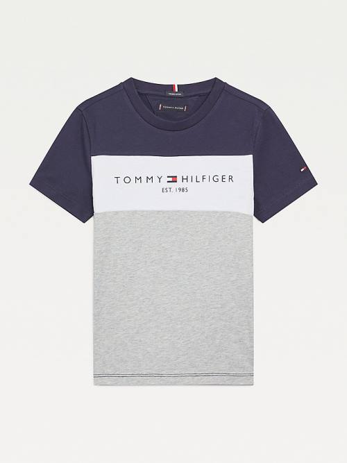 Tommy Hilfiger Essential Colour-Blocked Organic Katoenen T-shirts Jongens Grijs | TH840LTB