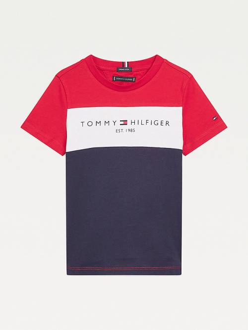 Tommy Hilfiger Essential Colour-Blocked Organic Katoenen T-shirts Jongens Blauw | TH914UAK