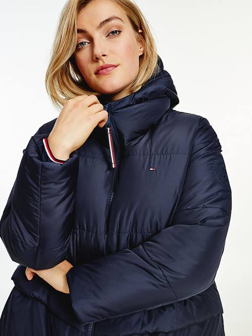 Tommy Hilfiger Essential Curve TH Protect Padded Logo Coat Jassen Dames Blauw | TH256OBX