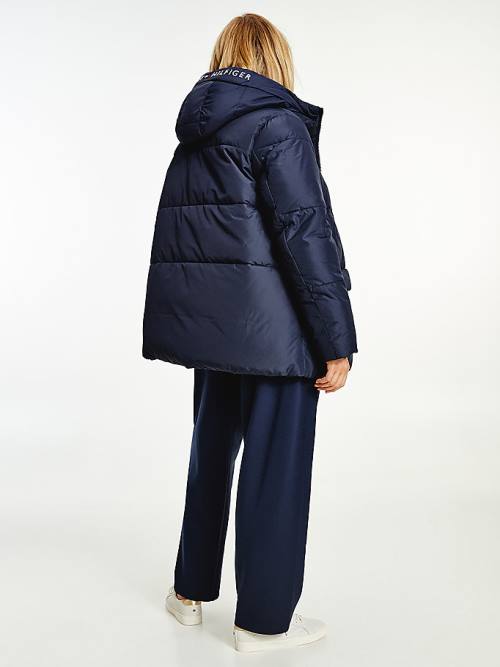 Tommy Hilfiger Essential Curve TH Protect Padded Logo Coat Jassen Dames Blauw | TH256OBX