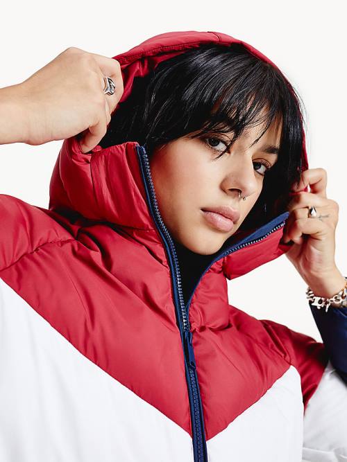 Tommy Hilfiger Essential Down Chevron Puffer Jassen Dames Rood | TH805RVS