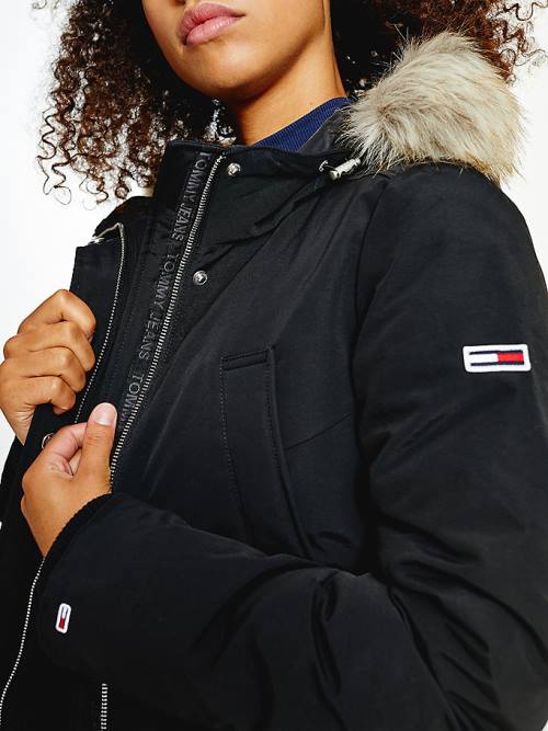 Tommy Hilfiger Essential Faux Fur Trim Down Parka Jassen Dames Zwart | TH619ULA