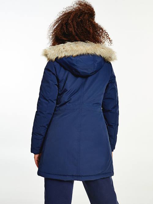 Tommy Hilfiger Essential Faux Fur Trim Down Parka Jassen Dames Blauw | TH930BOZ