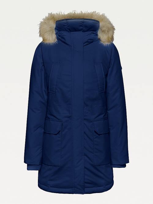 Tommy Hilfiger Essential Faux Fur Trim Down Parka Jassen Dames Blauw | TH930BOZ