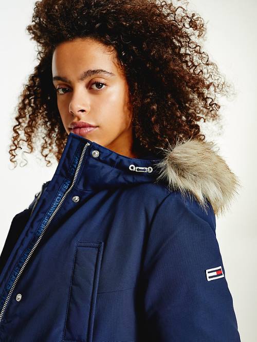 Tommy Hilfiger Essential Faux Fur Trim Down Parka Jassen Dames Blauw | TH930BOZ