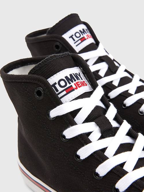 Tommy Hilfiger Essential High-Top Canvas Sneakers Dames Zwart | TH537MQR