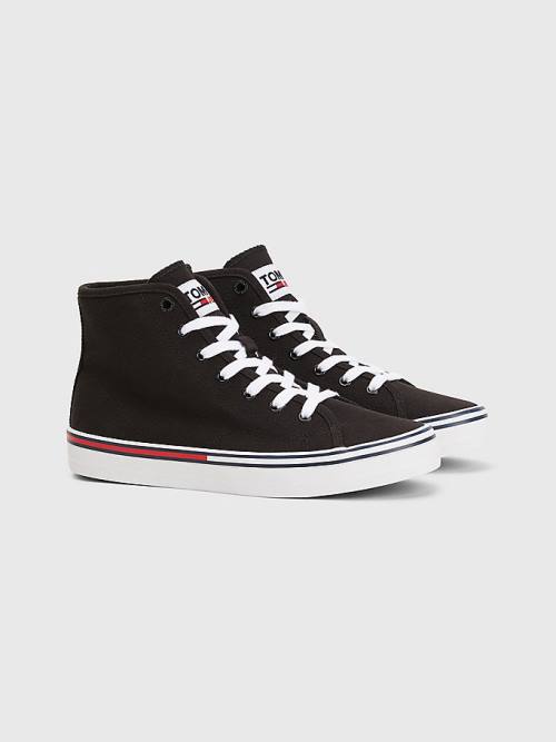 Tommy Hilfiger Essential High-Top Canvas Sneakers Dames Zwart | TH537MQR