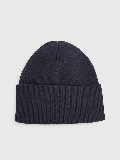 Tommy Hilfiger Essential Katoenen Cashmere Beanie Hoeden Dames Blauw | TH693OXG