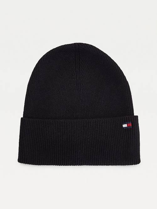 Tommy Hilfiger Essential Katoenen Cashmere Beanie Hoeden Dames Zwart | TH861DTU