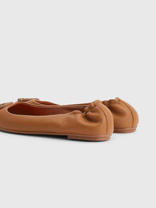 Tommy Hilfiger Essential Leren Ballerina Schoenen Dames Bruin | TH021KQN