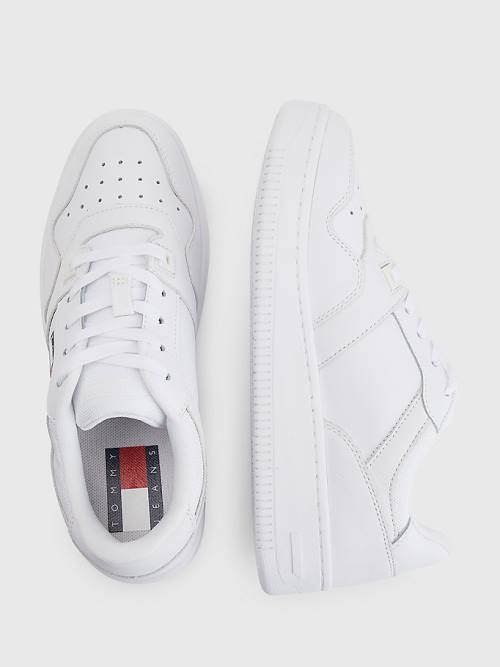 Tommy Hilfiger Essential Leren Basket Sneakers Dames Wit | TH764IPJ