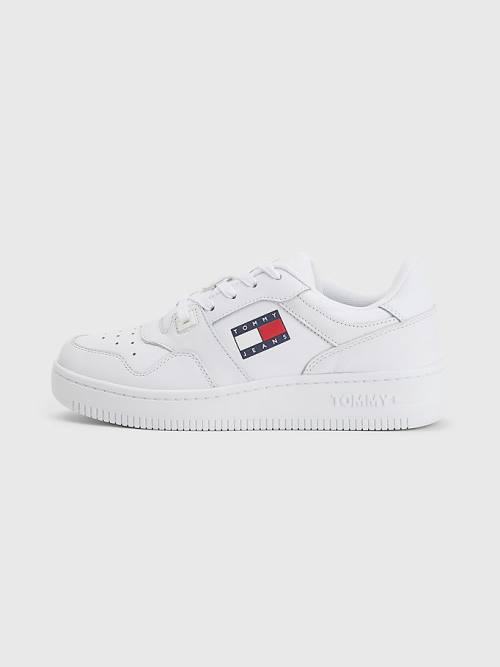 Tommy Hilfiger Essential Leren Basket Sneakers Dames Wit | TH764IPJ