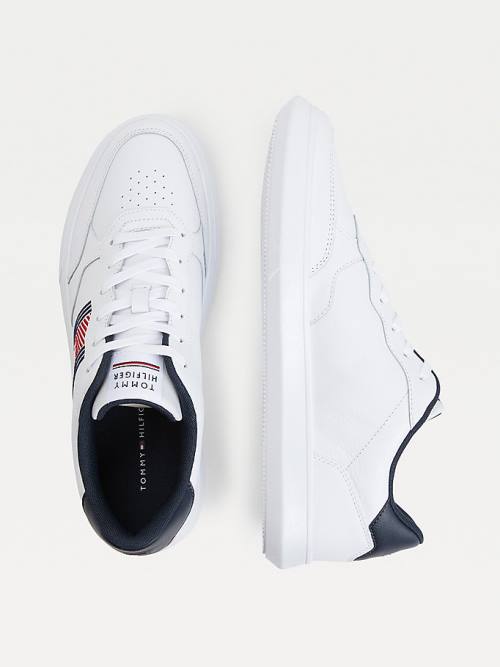 Tommy Hilfiger Essential Leren Cupsole Sneakers Heren Wit | TH326RDS