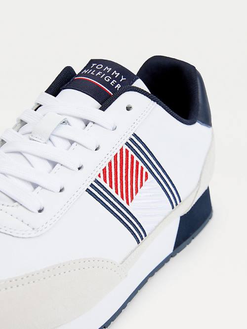 Tommy Hilfiger Essential Leren Flag Runner Sneakers Heren Wit | TH591CGQ