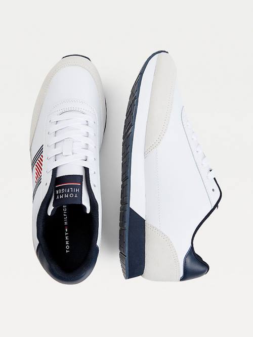 Tommy Hilfiger Essential Leren Flag Runner Sneakers Heren Wit | TH591CGQ