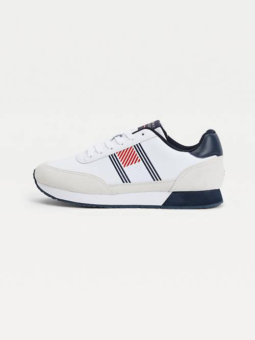 Tommy Hilfiger Essential Leren Flag Runner Sneakers Heren Wit | TH591CGQ