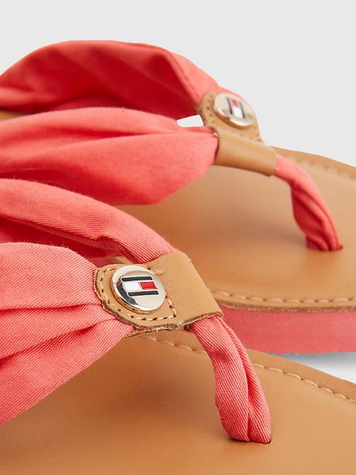 Tommy Hilfiger Essential Leren Footbed Flip-Flops Sandalen Dames Rood | TH681JXG