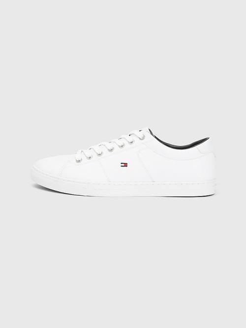 Tommy Hilfiger Essential Leren Kanten-Up Sneakers Heren Wit | TH462CKF