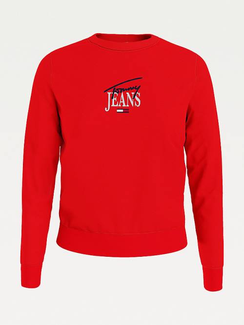 Tommy Hilfiger Essential Logo Crew Neck Sweatshirts Dames Rood | TH302ZQG