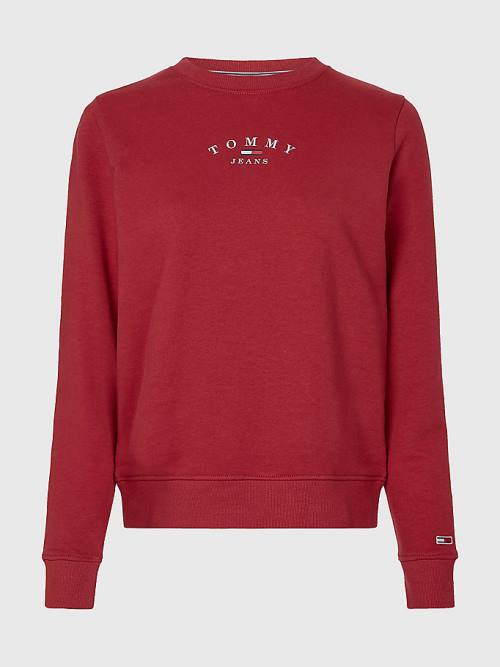 Tommy Hilfiger Essential Logo Crew Neck Sweatshirts Dames Rood | TH516GTM