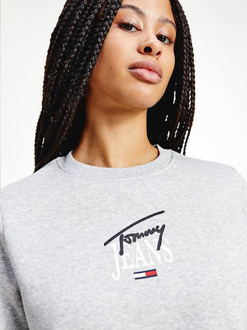 Tommy Hilfiger Essential Logo Crew Neck Sweatshirts Dames Grijs | TH806XPH