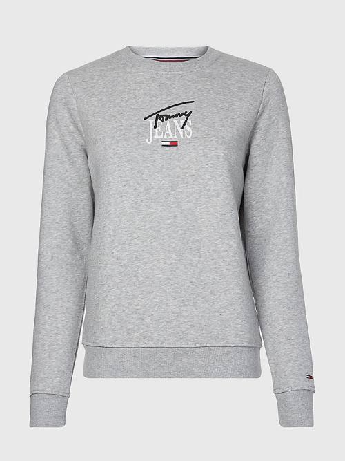 Tommy Hilfiger Essential Logo Crew Neck Sweatshirts Dames Grijs | TH806XPH