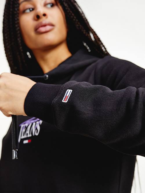 Tommy Hilfiger Essential Logo Hoodie Dames Zwart | TH129WJE