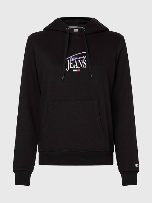 Tommy Hilfiger Essential Logo Hoodie Dames Zwart | TH129WJE