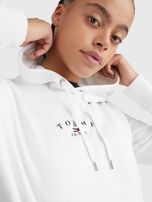 Tommy Hilfiger Essential Logo Hoodie Dames Wit | TH341AMD