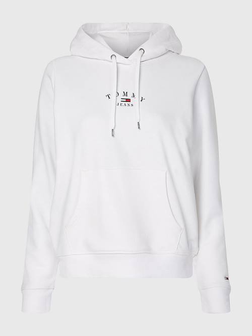 Tommy Hilfiger Essential Logo Hoodie Dames Wit | TH341AMD