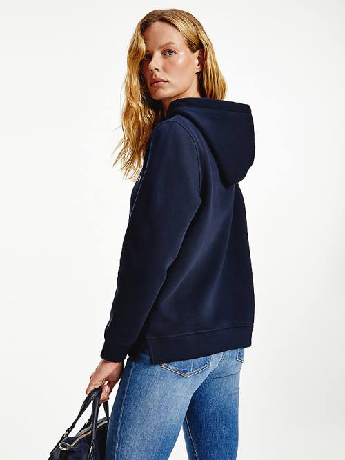 Tommy Hilfiger Essential Logo Hoodie Dames Blauw | TH416OLF