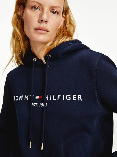 Tommy Hilfiger Essential Logo Hoodie Dames Blauw | TH416OLF