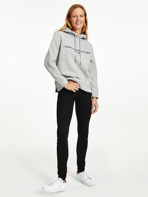 Tommy Hilfiger Essential Logo Hoodie Dames Grijs | TH431TVS