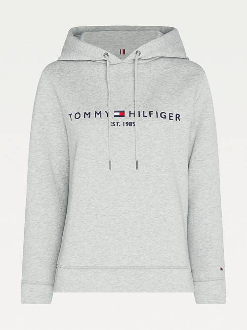 Tommy Hilfiger Essential Logo Hoodie Dames Grijs | TH431TVS