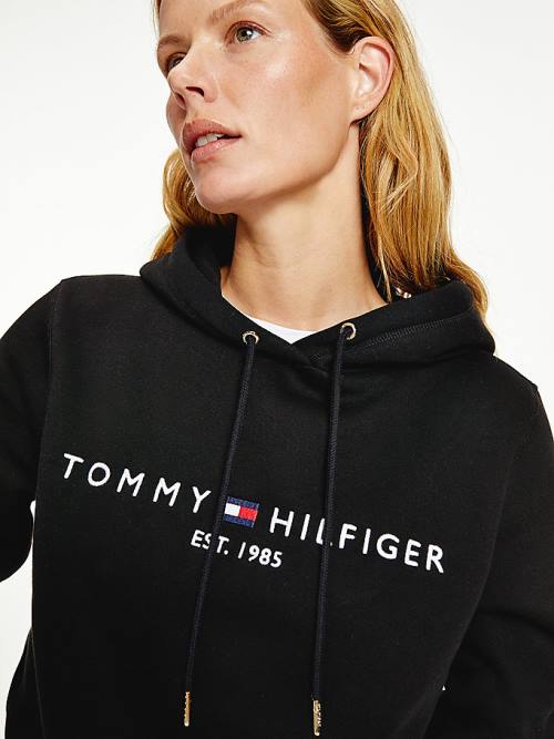 Tommy Hilfiger Essential Logo Hoodie Dames Zwart | TH975CYV