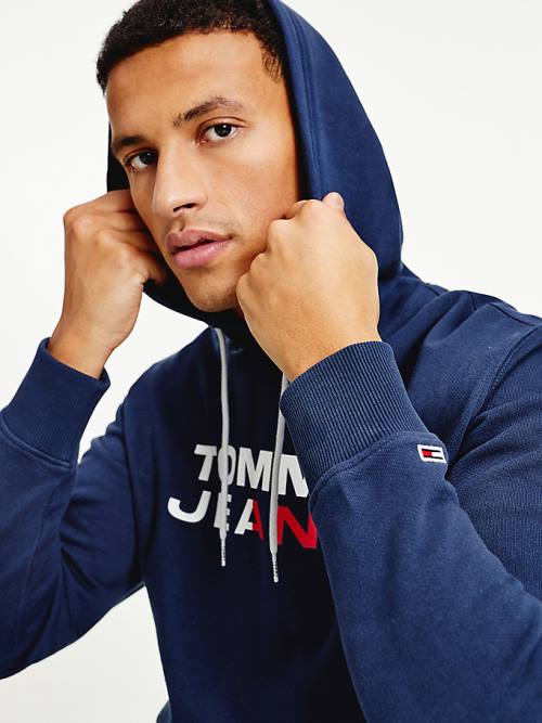 Tommy Hilfiger Essential Logo Hoodie Heren Blauw | TH670FPA