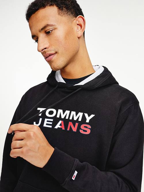 Tommy Hilfiger Essential Logo Hoodie Heren Zwart | TH803RQB