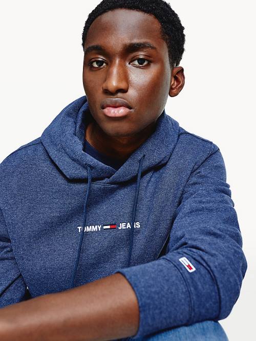 Tommy Hilfiger Essential Logo Hoodie Heren Blauw | TH863WEJ