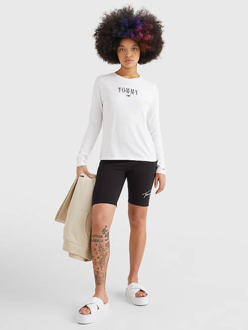 Tommy Hilfiger Essential Logo Long Sleeve T-shirts Dames Wit | TH602UYE