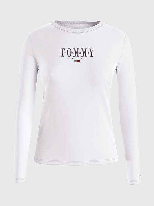 Tommy Hilfiger Essential Logo Long Sleeve T-shirts Dames Wit | TH602UYE