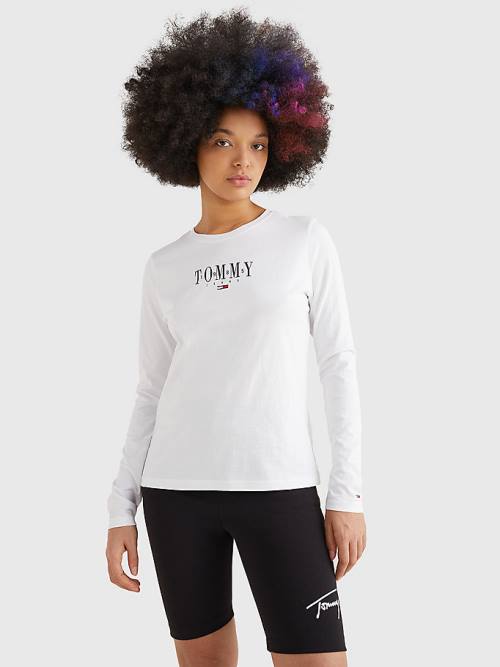 Tommy Hilfiger Essential Logo Long Sleeve T-shirts Dames Wit | TH602UYE