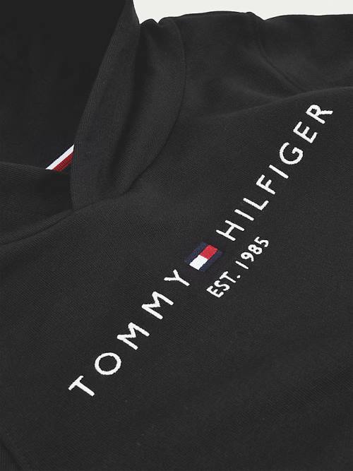 Tommy Hilfiger Essential Logo Organic Katoenen Hoodie Meisjes Zwart | TH159SKF